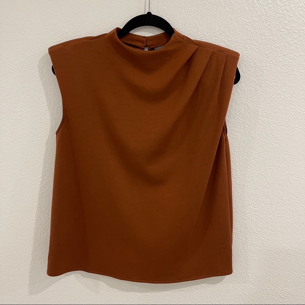 High Neck Short Sleeve Blouse